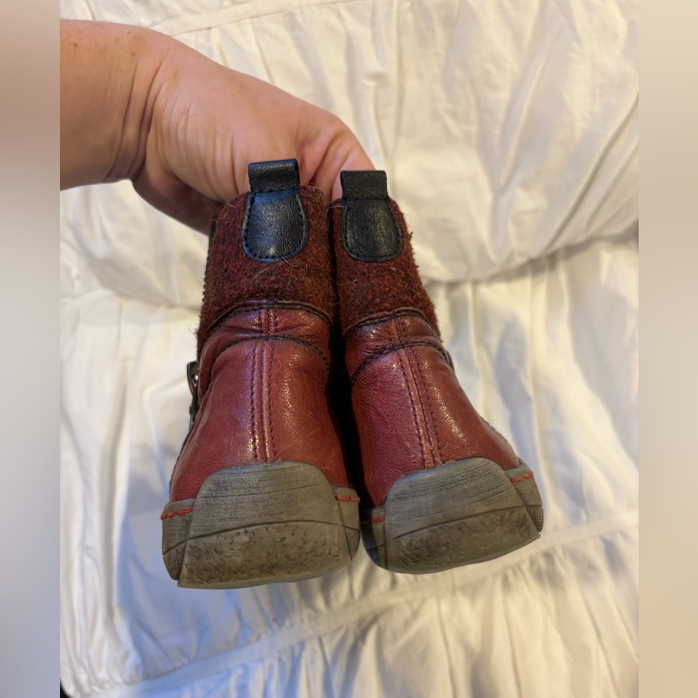 Remonte Tex Red Leather Ankle Boots Lace Up Zip Size 9.5 - Picture 2 of 7